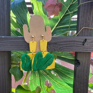 Handmade Banana leaf Polymerclay earrings